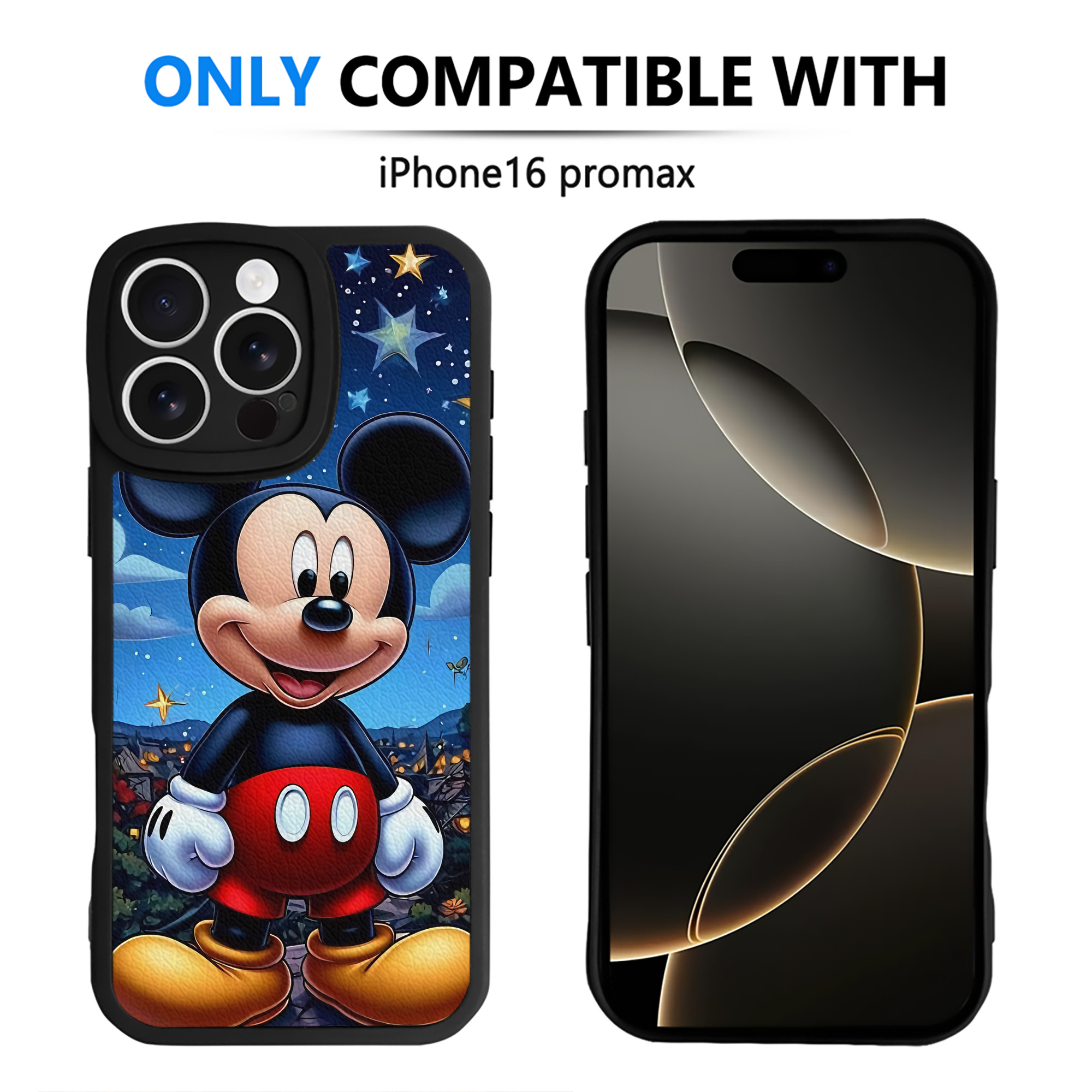 （画像用） ミッキーマウス Mickey Mouse 【iPhone 16シリーズ対応】シリコンスマホケース（レザー調） 材質：シリコン